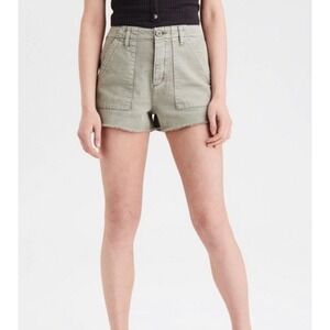 AMERICAN EAGLE High‎ Waisted Frayed Hem Utility Shorts Green Sz 00 NWT
